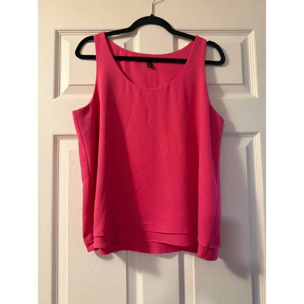 Banana Republic Hot Pink Double Layer Hem Sleeveless Shell Blouse Petite Large